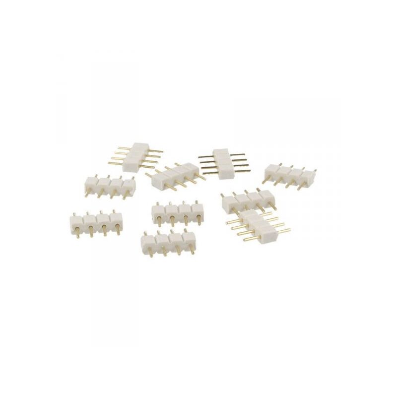 foto del prodotto 10 pz spina colore bianco maschio 4 pin per collegamento striscia led rgb centralina controller rgb
