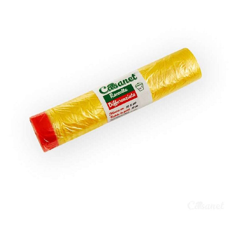 foto del prodotto 10 sacchi per la spazzatura giallo con maniglia 72x110 cm