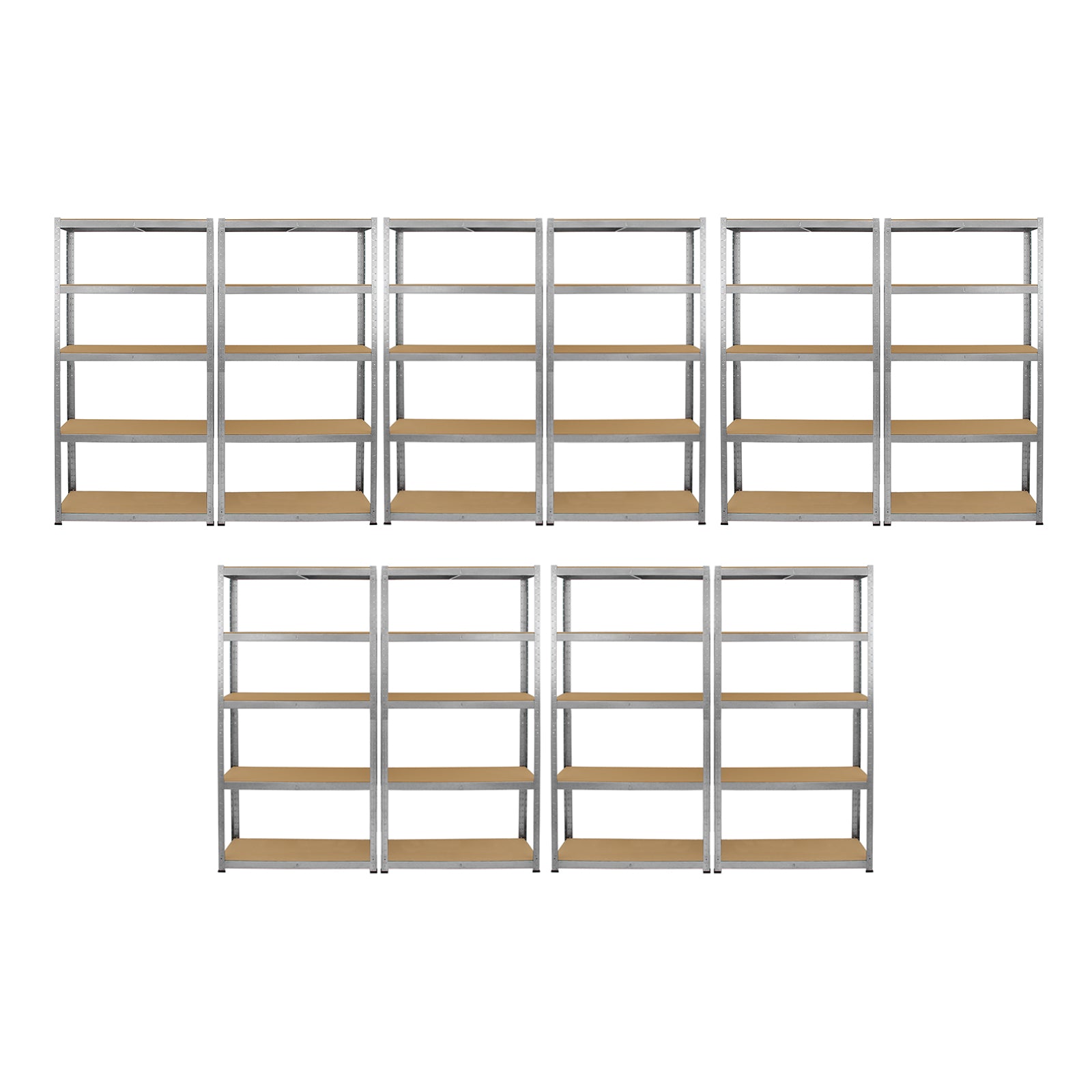 foto del prodotto 10 scaffali in acciaio senza bulloni galwix grigi larghi 90cm per magazzino