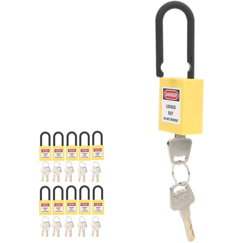 foto del prodotto 10 set 38mm lockout lock antipolvere nylon ingegneria industriale strumento di sicurezza per l'isolamento per le fabbrichegiallo - eosnow