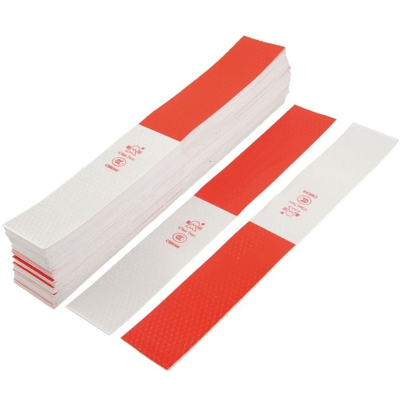 foto del prodotto 10 strisce adesive rifrangenti 3m auto, camion 30cm x 5cm bianco rosso