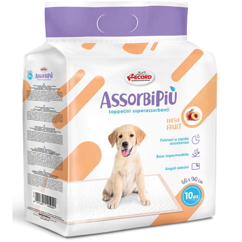 foto del prodotto 10 tappetini assorbipi fresh fruits profumo di frutta con angoli adesivi 60x90 cm per cani