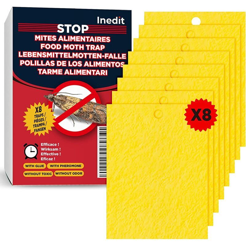 foto del prodotto 10 trappole per tarme alimentari anti tarme alimentari potente prodotto trappola appiccicoso per cucina e credenza efficace trappola atossica