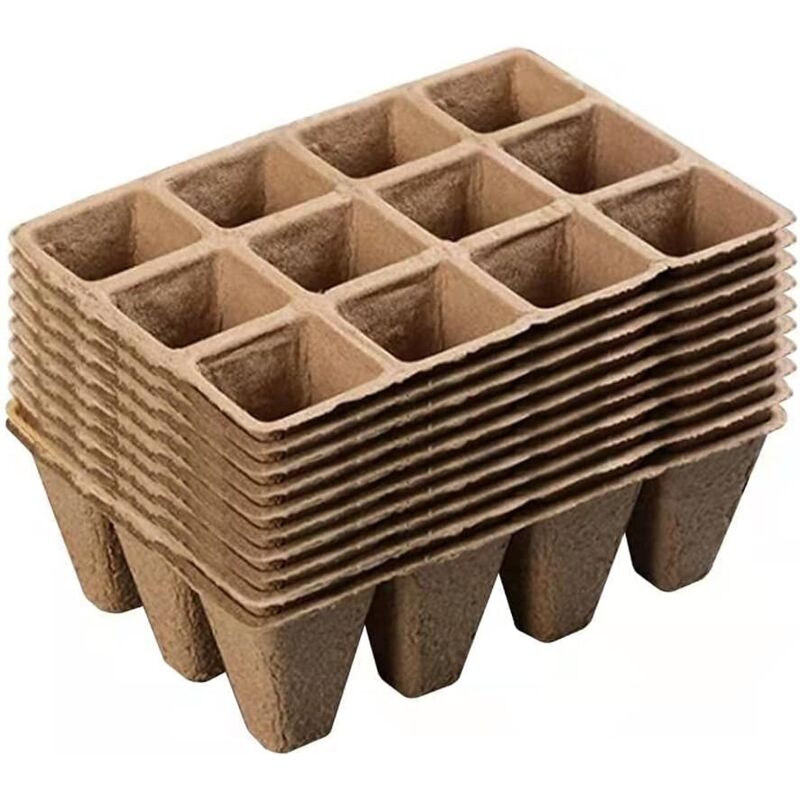 immagine 0 del prodotto 10 vassoi per piantine, kit per vassoi per piantine, contenitore per germinazione, vasi per piantine in fibra biodegradabile per semi e verdure in