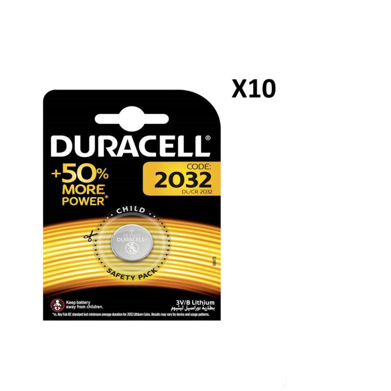 foto del prodotto 10 x batteria bottone 2032 batterie dl2032 duracell cr2032 3v litio kcr2032