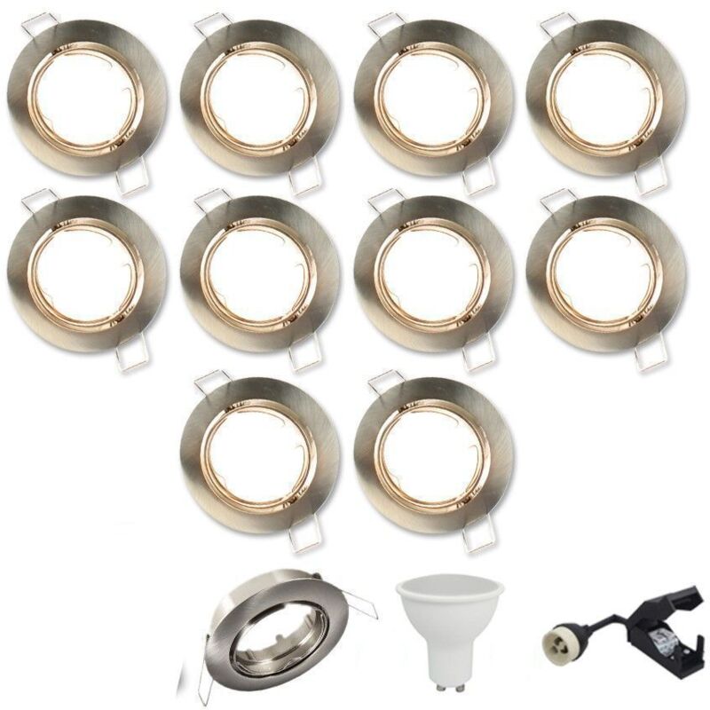 foto del prodotto 10 x faretto orientabile da incasso in acciaio satinato completo di led 5w eq 40w temp rature de couleur bianco neutro 4000k
