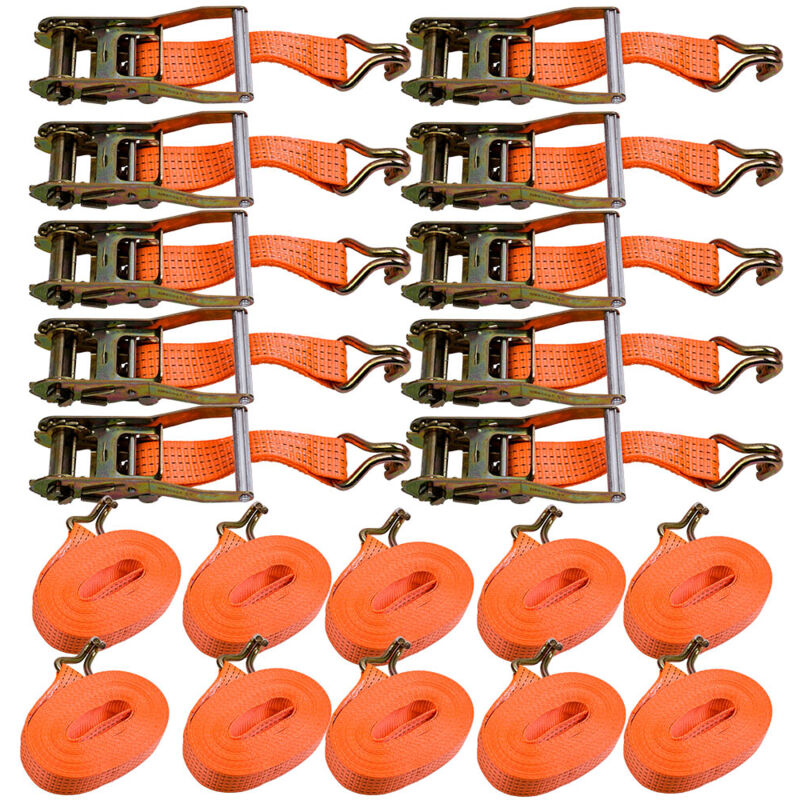 foto del prodotto 10 x heavy duty cinghie a cricchetto 5t 10m 2500 dan car recovery ratchet