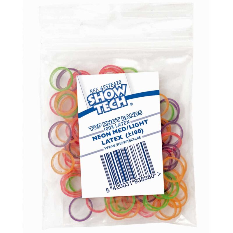 foto del prodotto 100 elastici in lattice show tech in colori neon per cani