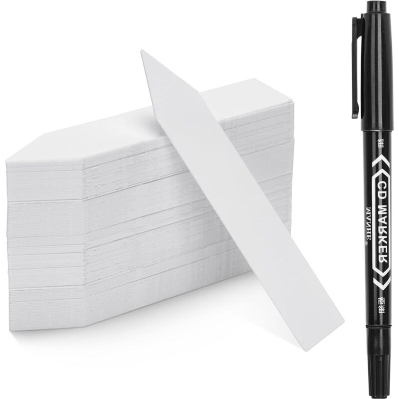 foto del prodotto 100 etichette in plastica per piante, etichetta da giardino in plastica bianca 10x2 cm lablanc