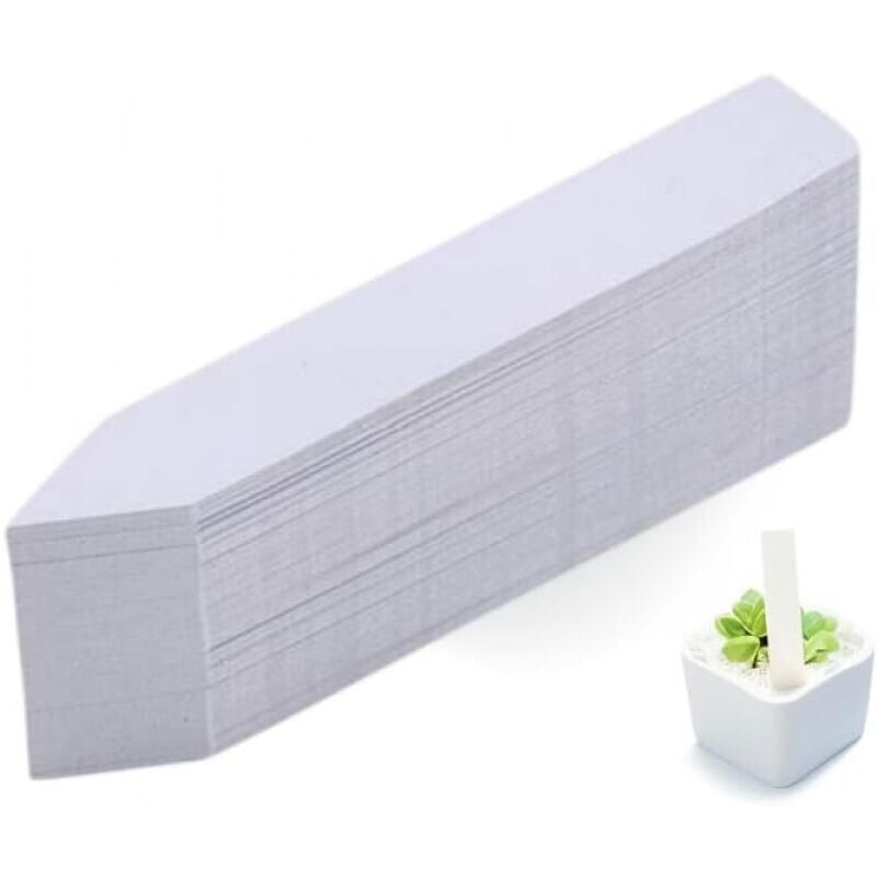 foto del prodotto 100 etichette in plastica per piante, etichette bianche in plastica per giardino, etichette impermeabili in plastica per fiori per il giardino, 10 x