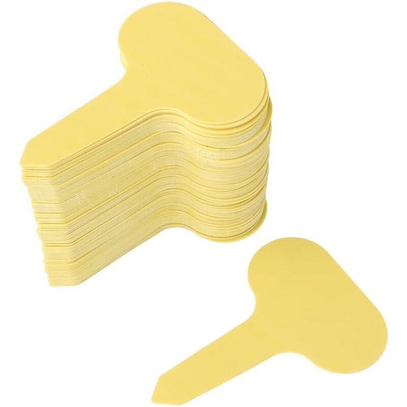 foto del prodotto 100 etichette per piante da giardino per piantine, etichette per piante a t, etichette per piante in plastica spessa impermeabile, etichette per