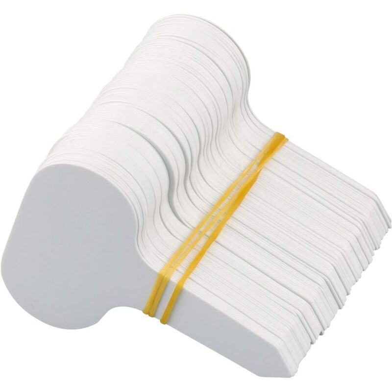 foto del prodotto 100 etichette per piante, etichette per giardino esterno 5x7 cm, etichette riutilizzabili per piantine, etichette per piantagione di ortaggi bianco