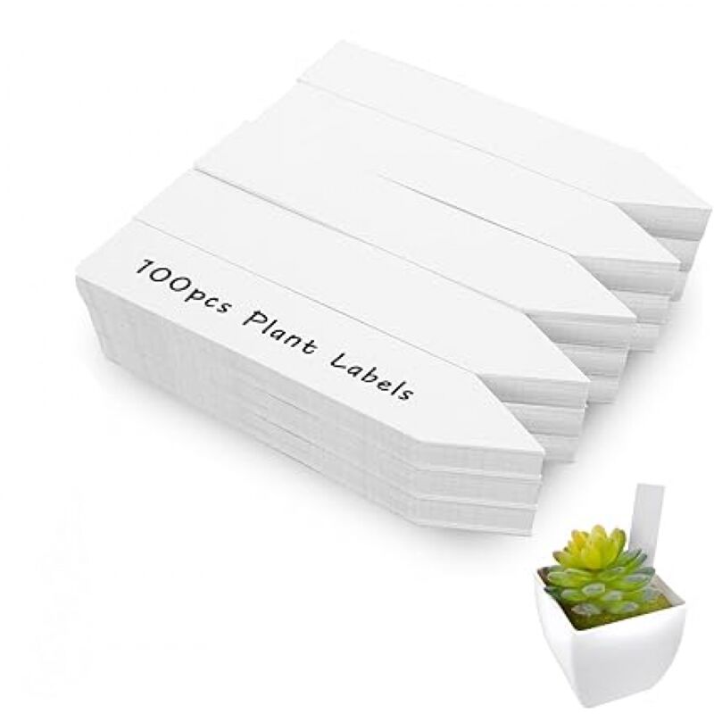 foto del prodotto 100 etichette riutilizzabili in plastica per piante da giardino, etichette per semi per piante da interno ed esterno 2 x 10 cm , etichette per erbe
