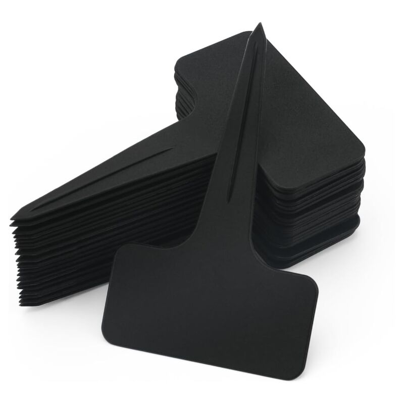 foto del prodotto 100 etichette spesse per piante, etichette da giardino in plastica, etichette riutilizzabili per piantine, etichette nere per orto all aperto