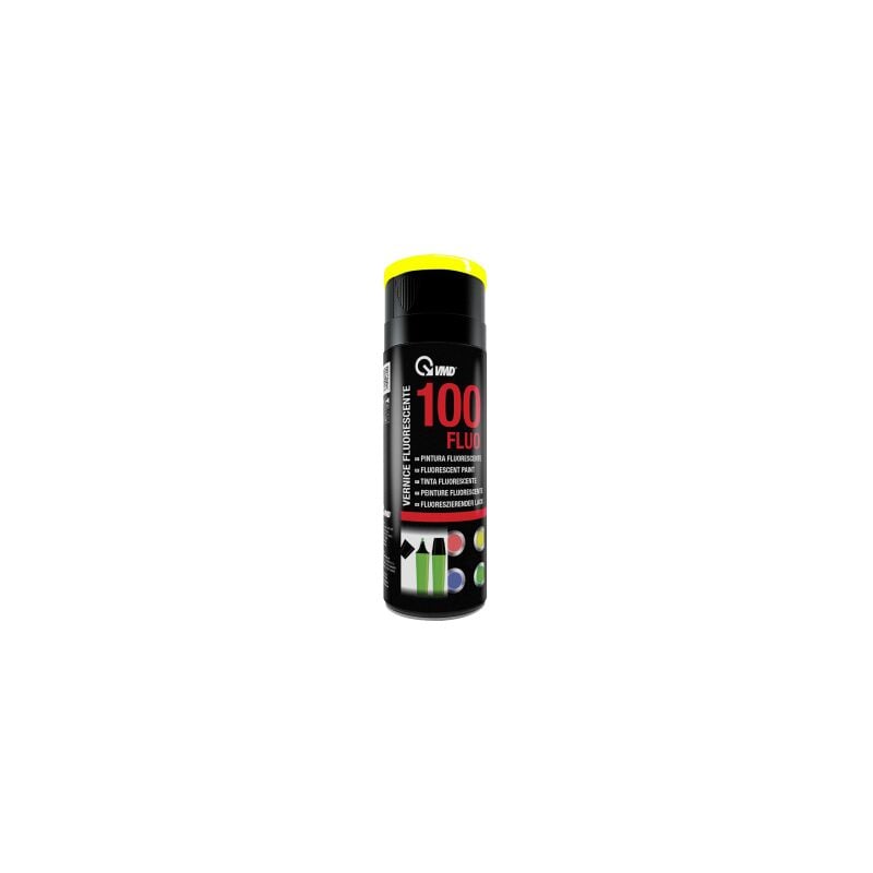 foto del prodotto 100 fluo bomboletta vernice spray fluorescente acrilica 400 ml giallo ad elevata visibilita vmd