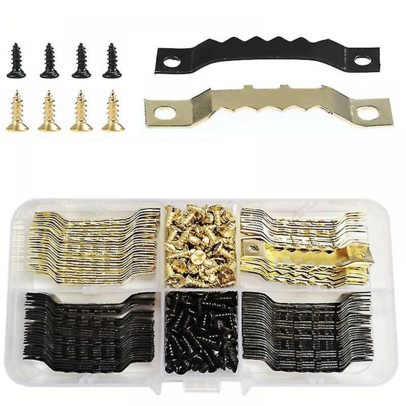 foto del prodotto 100 ganci seghettati bicolore per cornici fotografiche. accessori per cornici fotografiche. - bebusingoto