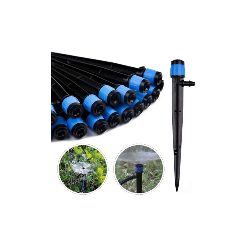 foto del prodotto 100 gocciolatori per irrigazione, regolabili a 360 gradi, compatibili con tubi da 1 4 4 6 mm , per sistemi di irrigazione a flusso d acqua blu 