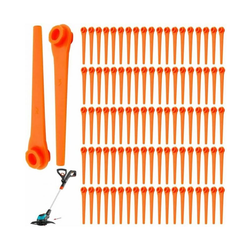 foto del prodotto 100 lame di ricambio in plastica per tagliabordi gardena lame per decespugliatore da 70 mm