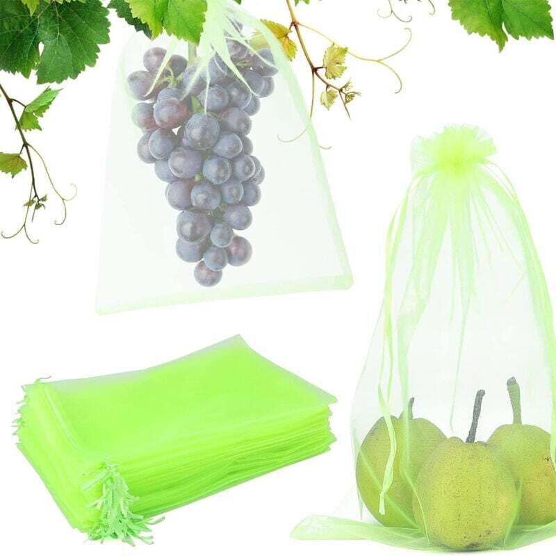 foto del prodotto 100 pezzi 20x30cm sacchetti di protezione per l uva sacchetti di protezione per la frutta verde con coulisse sacchetto di organza sacchetto di rete