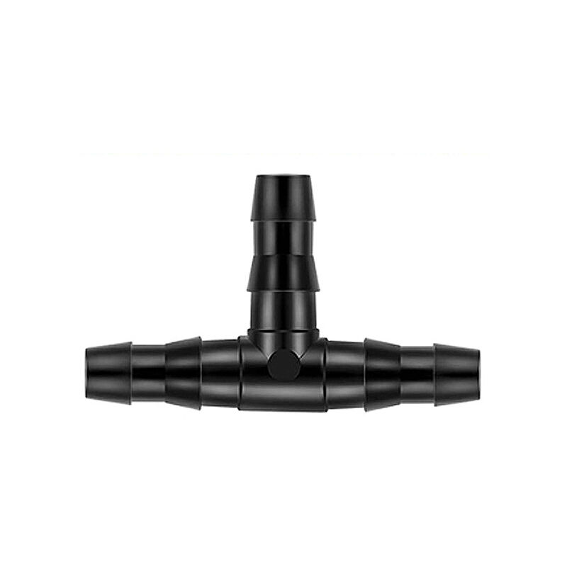 foto del prodotto 100 pezzi 4 7mm connettore a t in plastica per tubo flessibile connettore a t con barbetta giunto a t per irrigazione a goccia per tubo da giardino