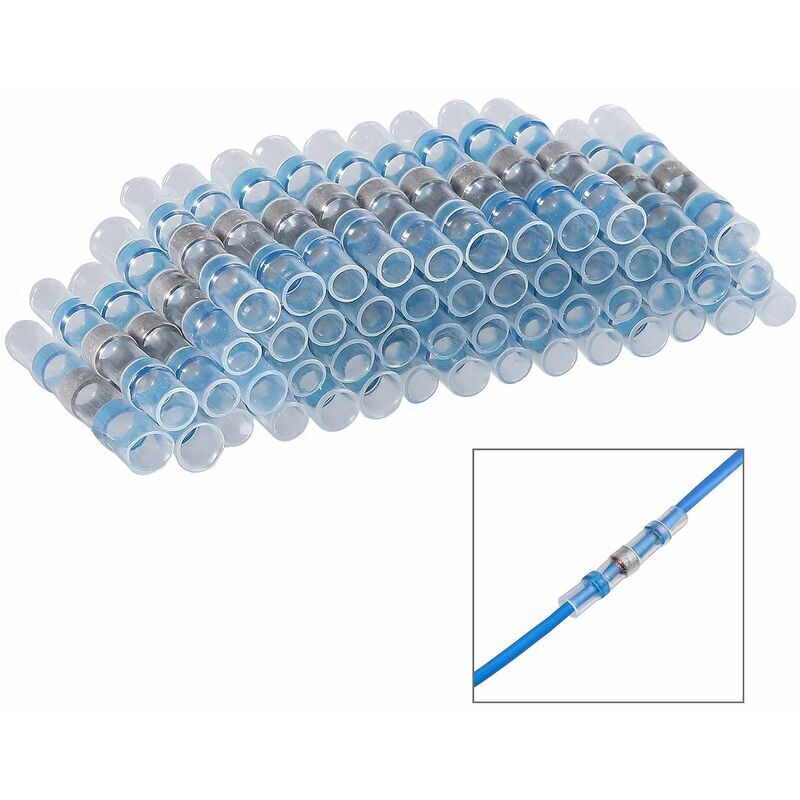 foto del prodotto 100 pezzi blu termorestringenti terminali elettrici crimpatura saldatura sigillo connettore filo saldatura sigillo connettori elettrici impermeabili
