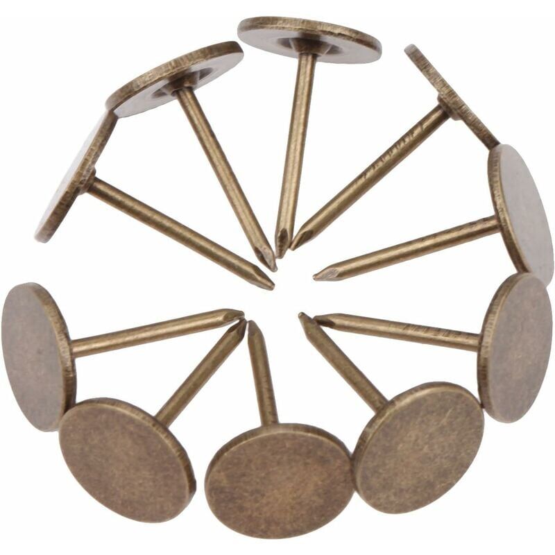 foto del prodotto 100 pezzi chiodi per tappezzeria puntine stile vintage testa piatta chiodi per tappezzeria in ferro per mobili divano porta decorazione 1,1x1,7 cm