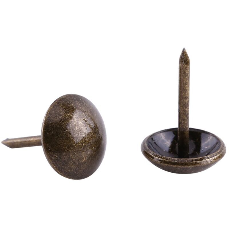 foto del prodotto 100 pezzi chiodi per tappezzeria vintage rotondi a testa larga in bronzo per mobili, divani, scarpe, porte lisci, 11 x 17 mm, spessi 