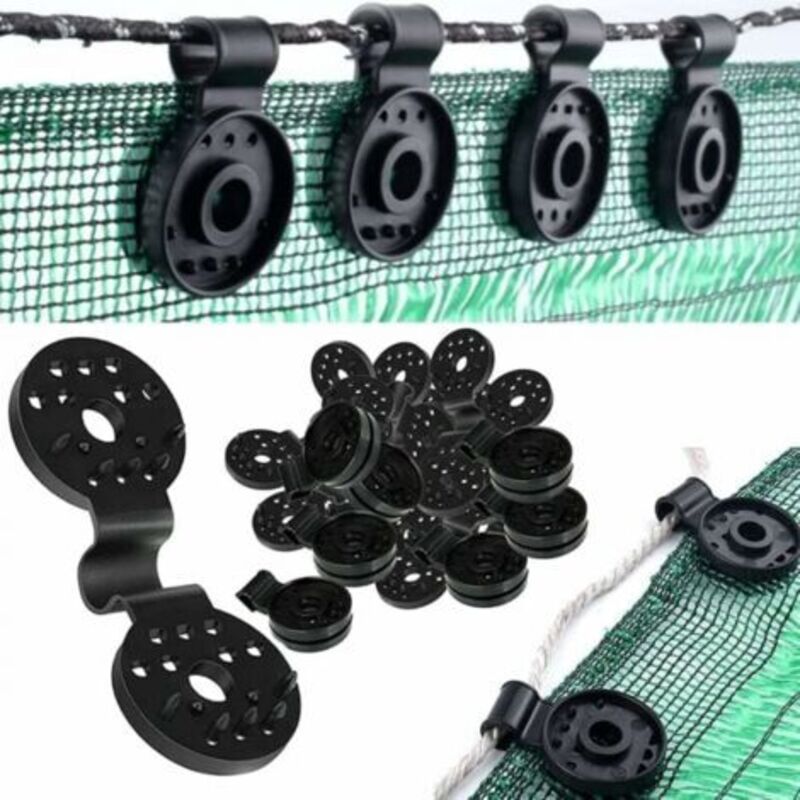 foto del prodotto 100 pezzi clip di fissaggio per schermo della privacy, clip speciale con occhiello in plastica, clip di fissaggio trattate anti uv per schermo della