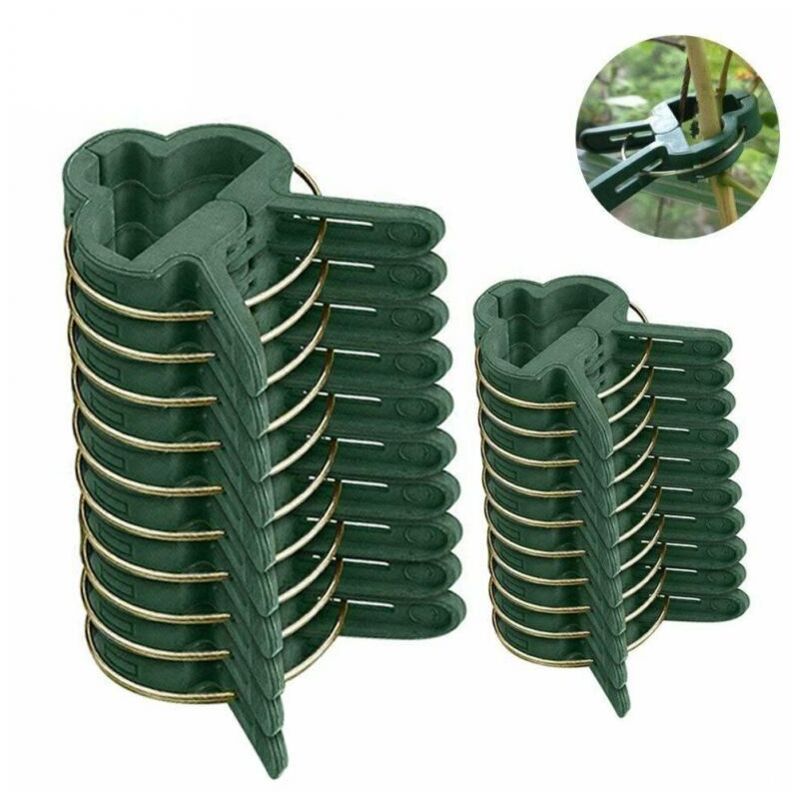 foto del prodotto 100 pezzi clip per piante clip riutilizzabili per pomodori per piante rampicanti verde 50 grandi 50 piccole