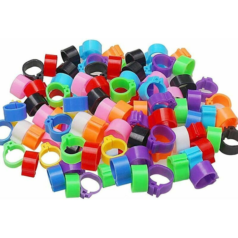 foto del prodotto 100 pezzi di anelli per zampe di uccelli, anelli di identificazione in plastica, anelli per piccioni, anelli per zampe di uccelli da 8 mm per marcare