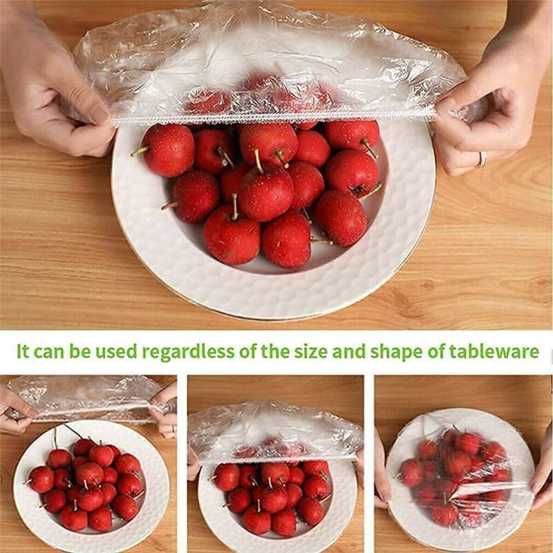 foto del prodotto 100 pezzi di coperchi per alimenti, coperchi elastici riutilizzabili per alimenti, coperchi elastici per ciotole di plastica