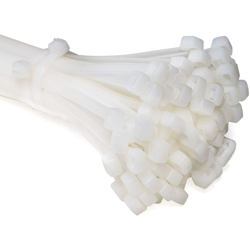 foto del prodotto 100 pezzi di fascette di cablaggio professionali 200 x 3,6 mm supporto ordina cavi. base per fascetta di cablaggio di colore bianco, resistente