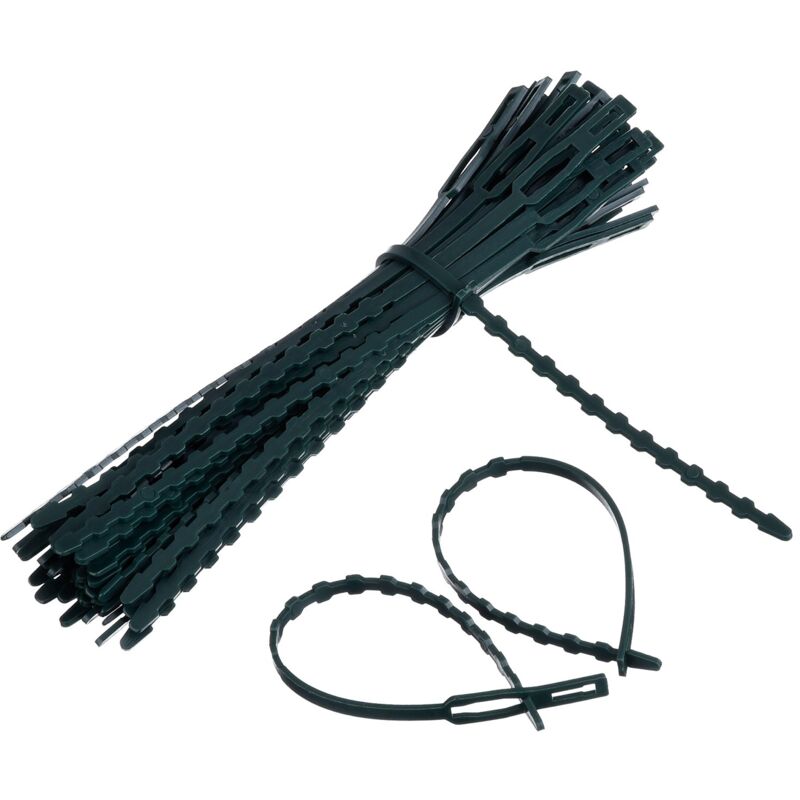 foto del prodotto 100 pezzi di supporto e legacci regolabili per piante, 1002,5 mm, verde scuro