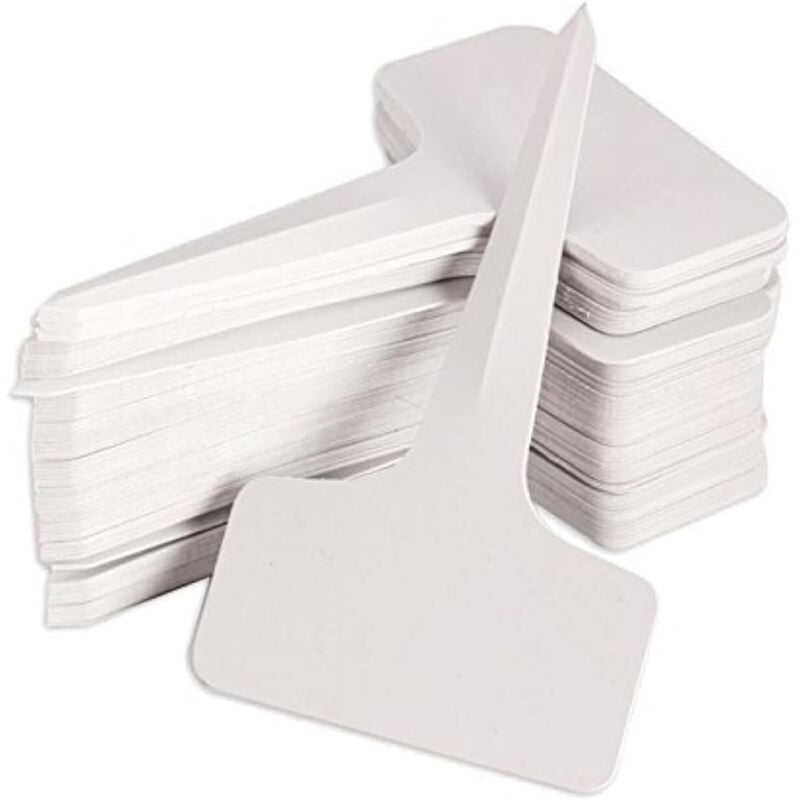 foto del prodotto 100 pezzi etichette per piante, etichette per piantine, etichette per orto, etichette impermeabili in plastica per esterni, bianco, 10x6 cm