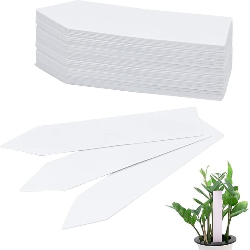 foto del prodotto 100 pezzi etichette per piante in plastica 10x2cm etichette da giardino in plastica impermeabili marcatori per piantine etichette per piante da