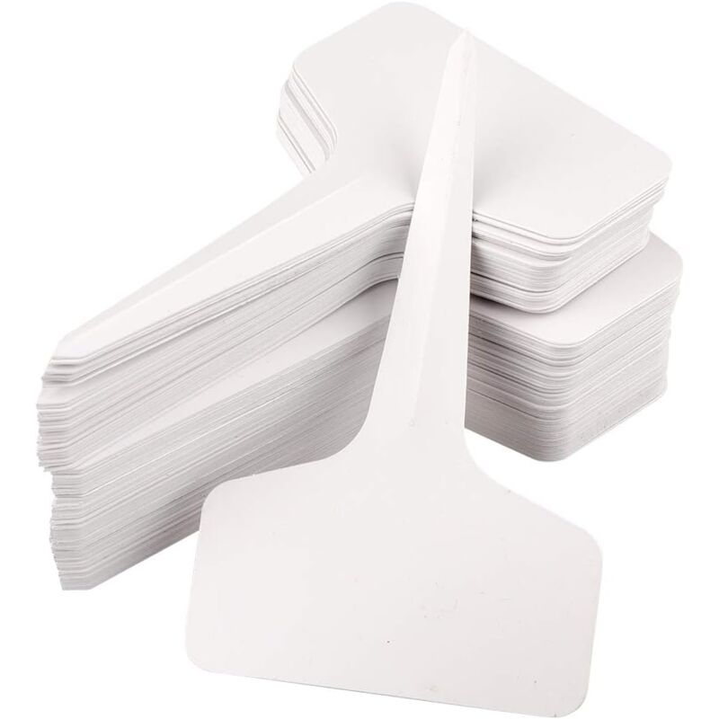 foto del prodotto 100 pezzi etichette per piante, piantine, orto, piantagione, plastica impermeabile, per esterni, bianche, 10x6 cm sollbry
