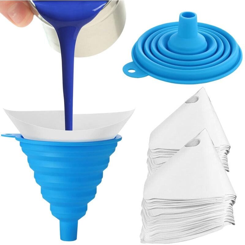 foto del prodotto 100 pezzi filtri di carta da filtro per vernice usa e getta filtri in silicone filtri a cono a imbuto per pistole a spruzzo per auto rapanda