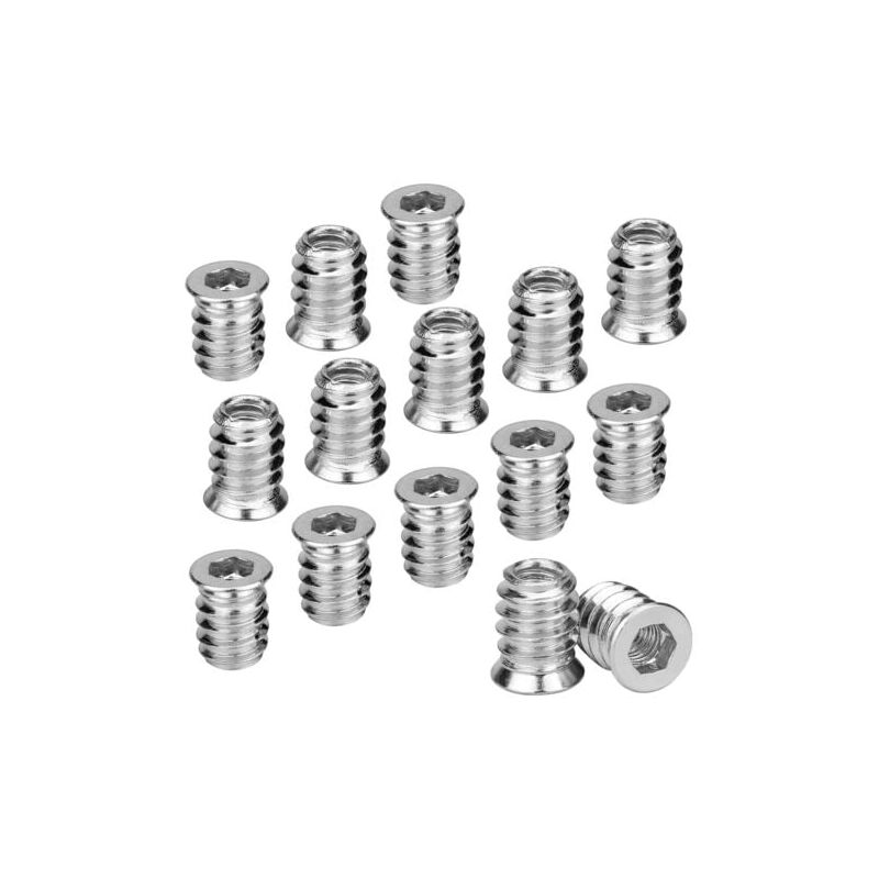 foto del prodotto 100 pezzi inserti filettati in legno dado esagonale m6 x 15 mm vite in lega di zinco inserto filettato vite a testa cilindrica con esagono incassato