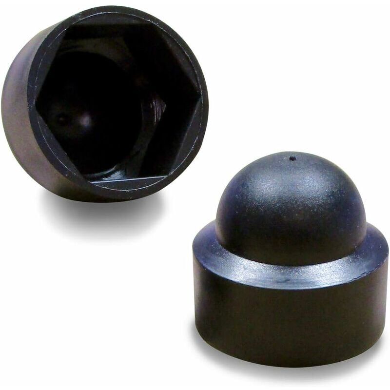 foto del prodotto 100 pezzi m8 copridado di protezione chiave 13 mm plastica nera fah113 l