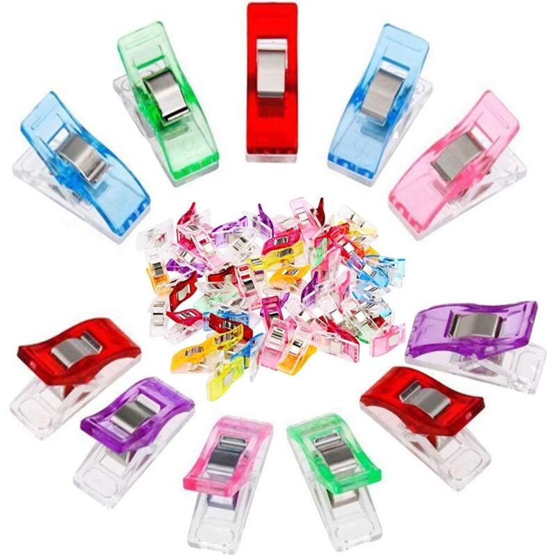 foto del prodotto 100 pezzi multicolore fermagli per tessuti accessori per cucire forniture per cucire morsetto multiuso macchina da cucire aiuti per cucire, fermagli