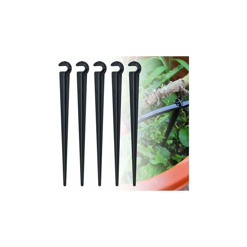 foto del prodotto 100 pezzi pe supporto per tubo per irrigazione palo di fissaggio a terra supporto per tubo per irrigazione gancio per tubo
