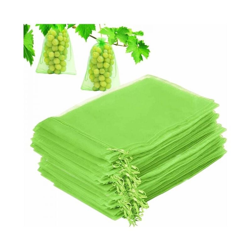 foto del prodotto 100 pezzi sacco di protezione per uva, sacco di protezione per frutta e piante da giardino, sacco per insetti a rete con coulisse, sacco di