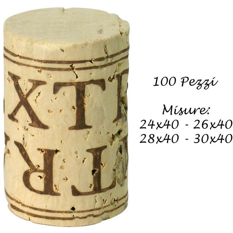 foto del prodotto 100 pezzi tappi di sughero 24x40 26x40 28x40 30x40 turaccioli bottiglie vino opzioni 24x40 standard