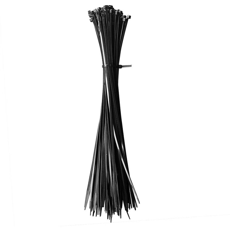 foto del prodotto 100 pz 350x3,6mm fascette serracavi 350x3,6mm reggicalze portacavi a cremagliera nero
