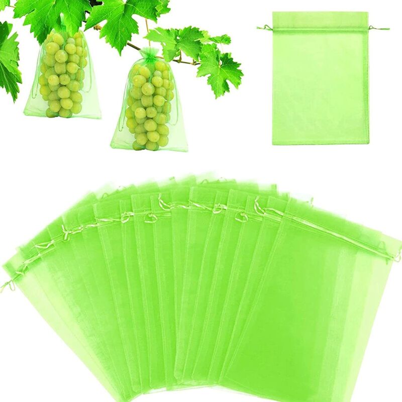 foto del prodotto 100 sacchetti di protezione per la frutta sacchetti di rete protezione dei grappoli d uva contro uccelli e insetti vespe calabroni 30 x 20 cm