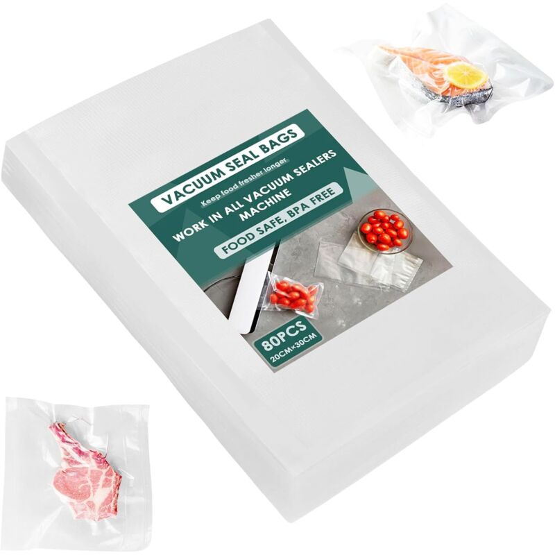 foto del prodotto 100 sacchetti sottovuoto, 30 cm 20 cm, sacchetti per pellicola per congelatore senza bpa, sacchetti per macchina sottovuoto per alimenti,