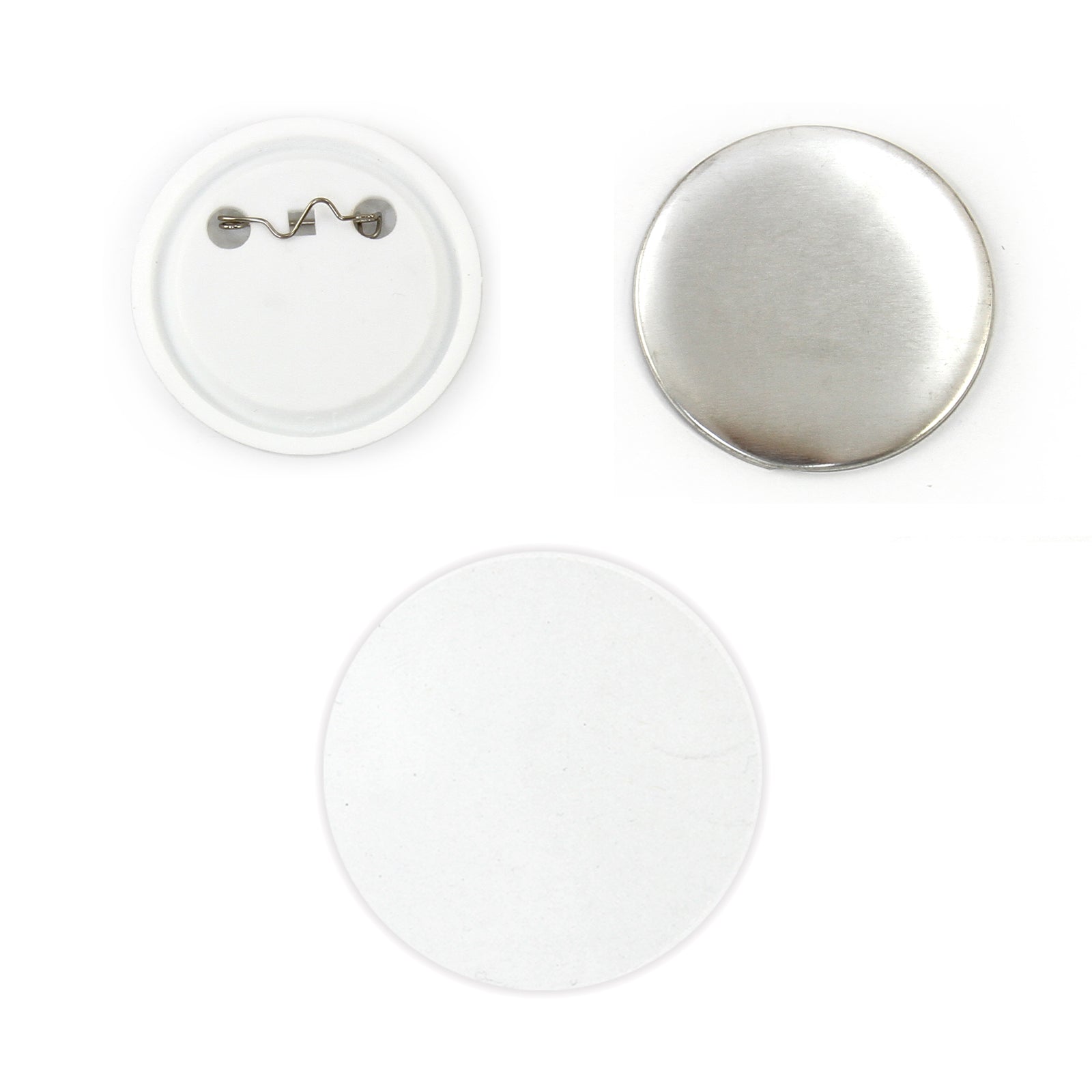 foto del prodotto 100 spille bianche 25mm per macchina crea spille pixmax per personalizzazione