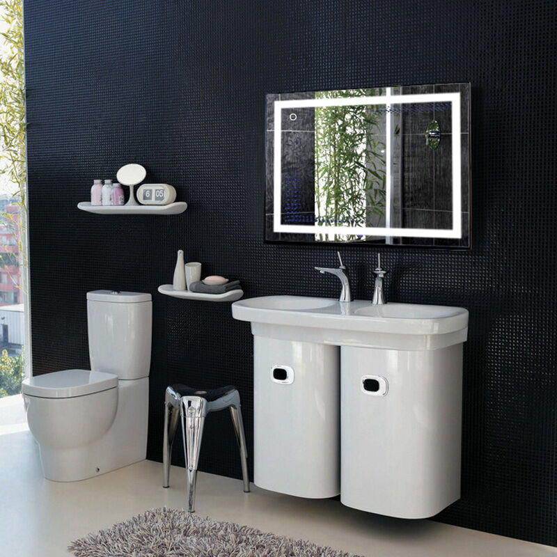 foto del prodotto 100 x 60 cmspecchio illuminato design quadrato in vetro temperato,luce bianca fredda haloyo