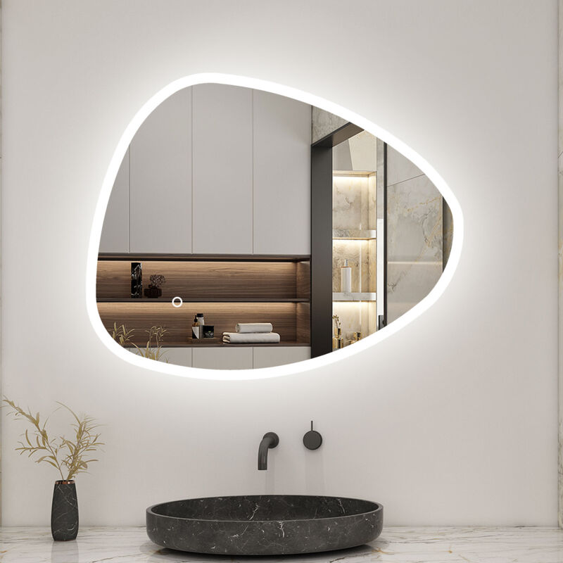 foto del prodotto 100 x 80 cm specchio con illuminazione integrata bagno ciottolo. touch. 3 temperature colore. pellicola antideflagrante