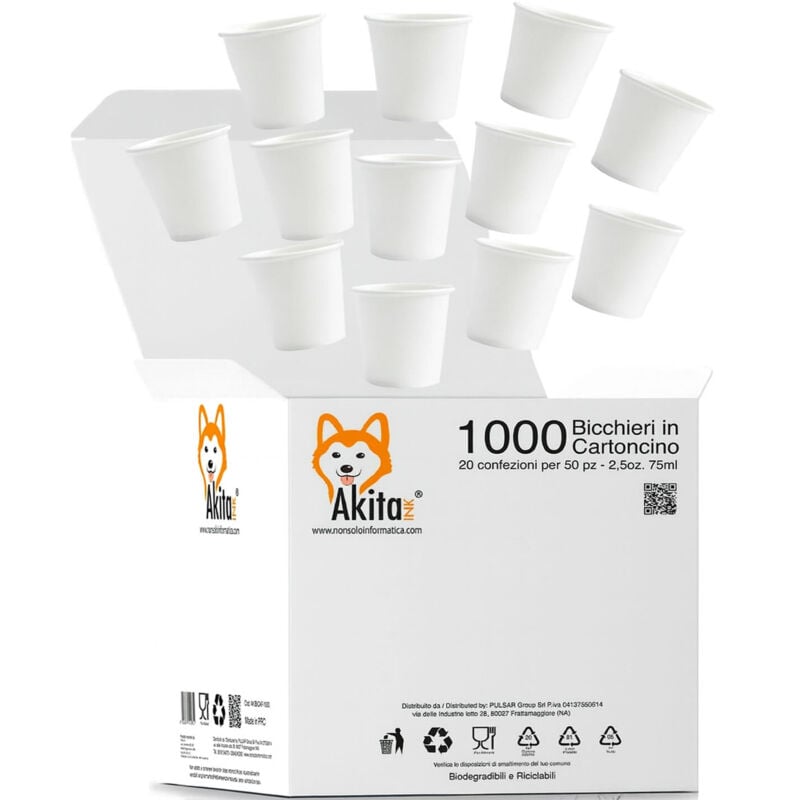 foto del prodotto 1000 bicchierini caff carta 75ml biodegradabili colorati